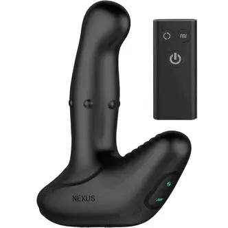 Вибромассажер простаты Nexus Revo Ring с вращающейся головкой и фрикционным кольцом из бусин, чёрный