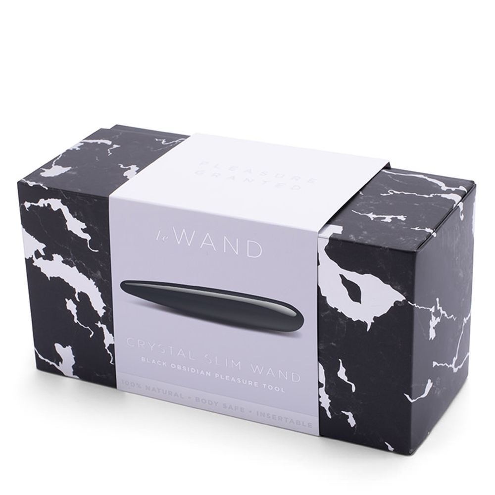 Двусторонний стимулятор из черного обсидиана Le Wand Crystal Slim Wand 17.8 см, черный
