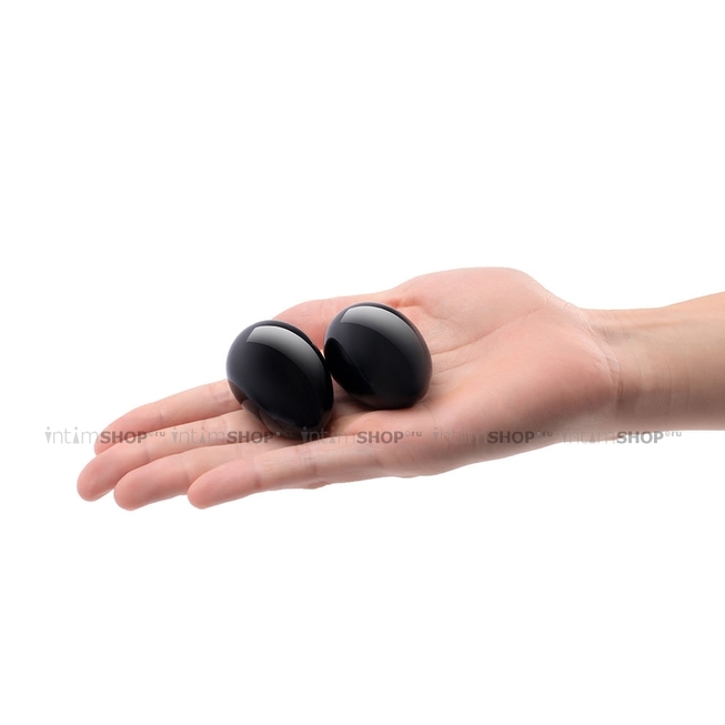 Вагинальные шарики из черного обсидиана на съемной сцепке Le Wand Crystal Yoni Eggs, черные - фото 4