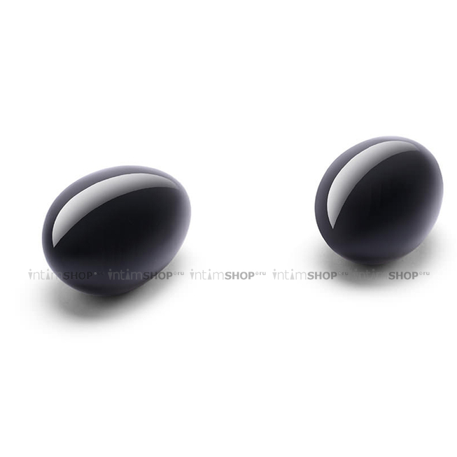 Вагинальные шарики из черного обсидиана на съемной сцепке Le Wand Crystal Yoni Eggs, черные - фото 7