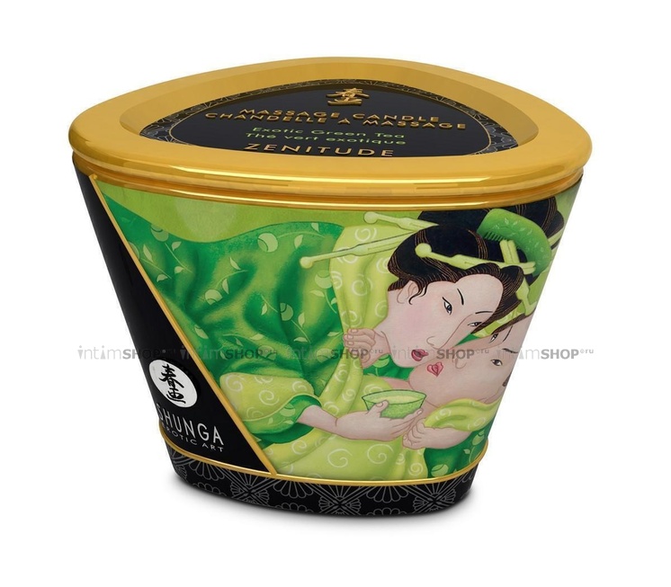 Свеча с массажным маслом Shunga Зеленый чай, 170 гр от IntimShop