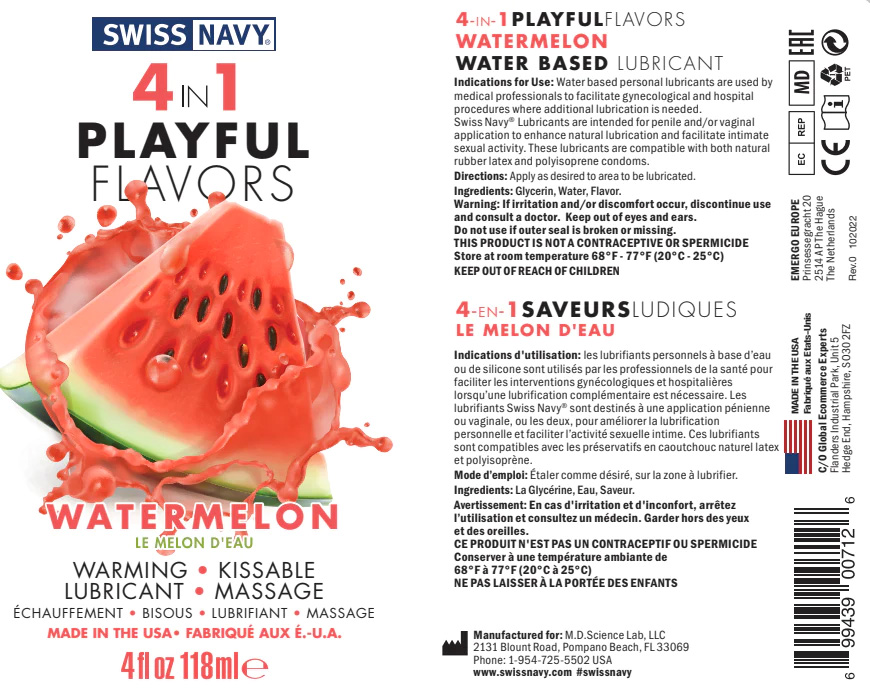 Гель 4 в 1 Swiss Navy Playful Flavors Арбуз на водной основе, 118 мл