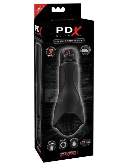 Мастурбатор с ротацией и вибрацией PipeDream PDX Elite Vibrating Roto-Teazer, черный - фото 2