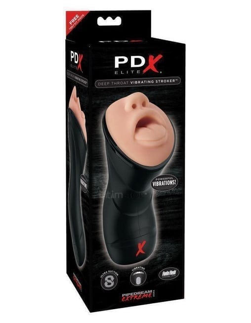 Мастурбатор с эффектом глубокой глотки PIPEDREAM PDX Elite Deep Throat Vibrating Stroker от IntimShop