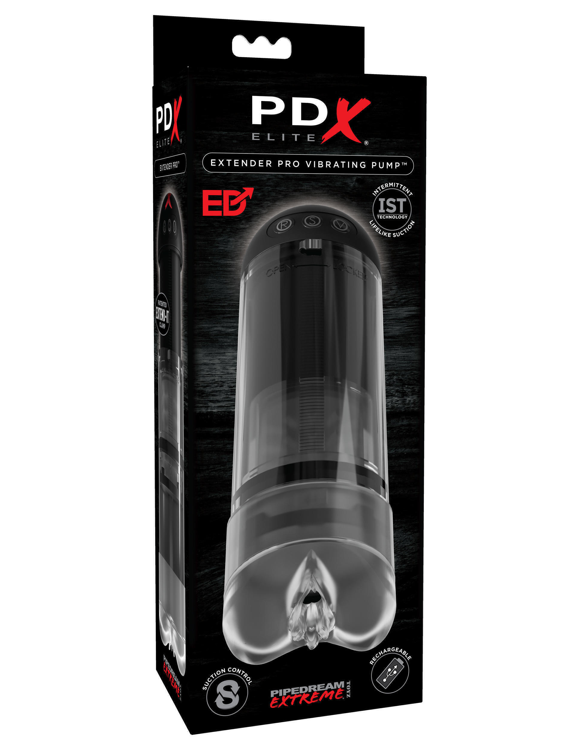 Мастурбатор с эффектом всасывания Pipedream PDX Elite Extender Pro Vibrating Pump, бесцветный