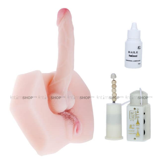 Мастурбатор фаллос-вагина с вибрацией Baile Male, телесный от IntimShop