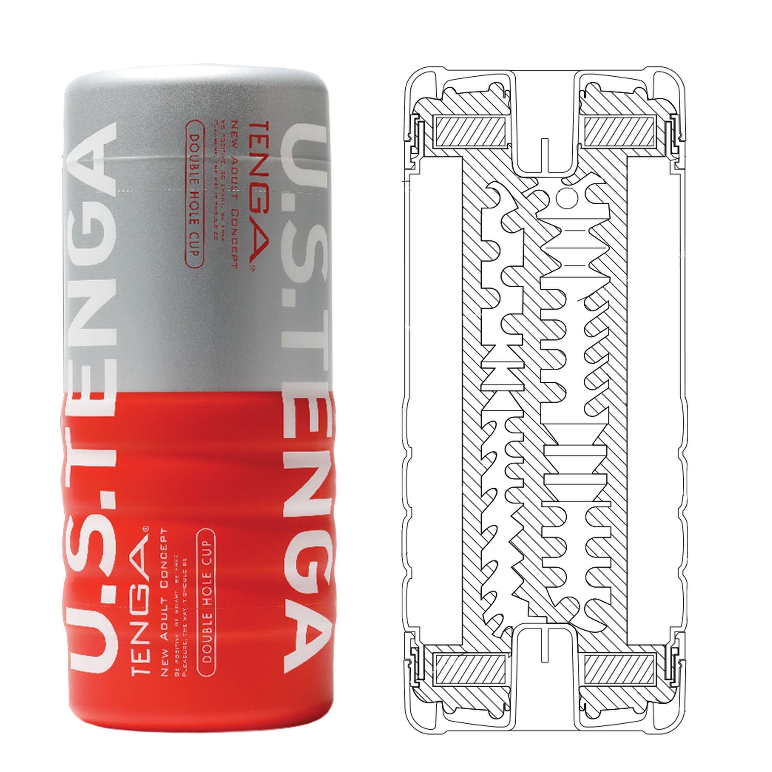 Двухсторонний мастурбатор Tenga U.S. Double Hole Cup, красный