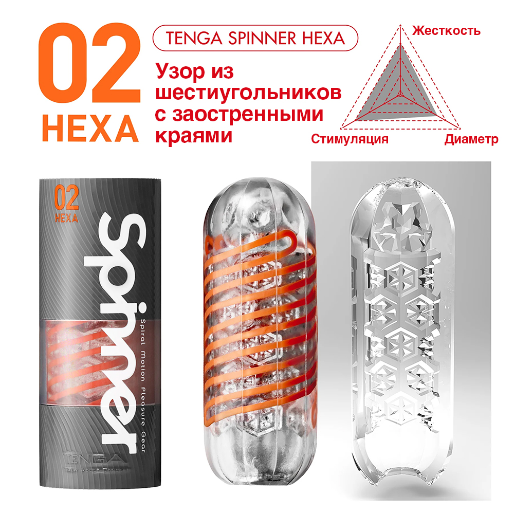 Мастурбатор Tenga Spinner 02 Hexa, оранжевый