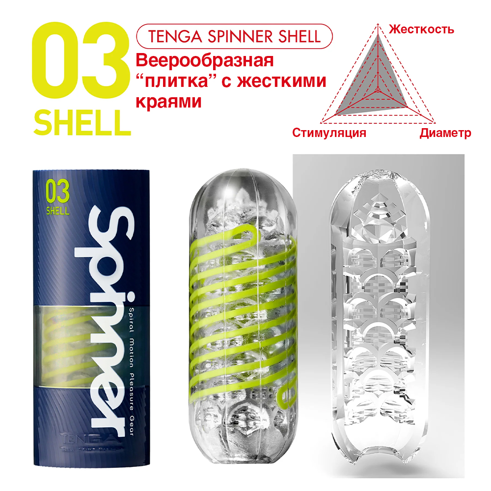 Мастурбатор Tenga Spinner 03 Shell, зеленый