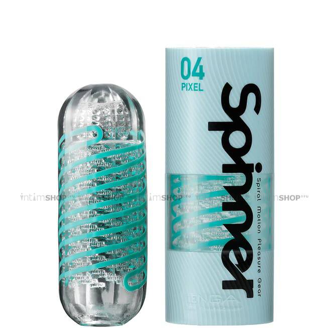 Мастурбатор Tenga Spinner 04 Pixel, бирюзовый - фото 1