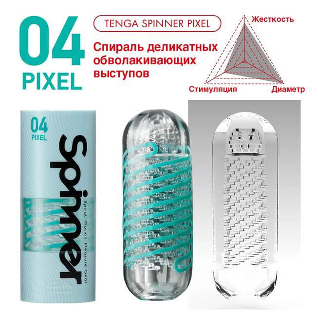 Мастурбатор Tenga Spinner 04 Pixel, бирюзовый - фото 2