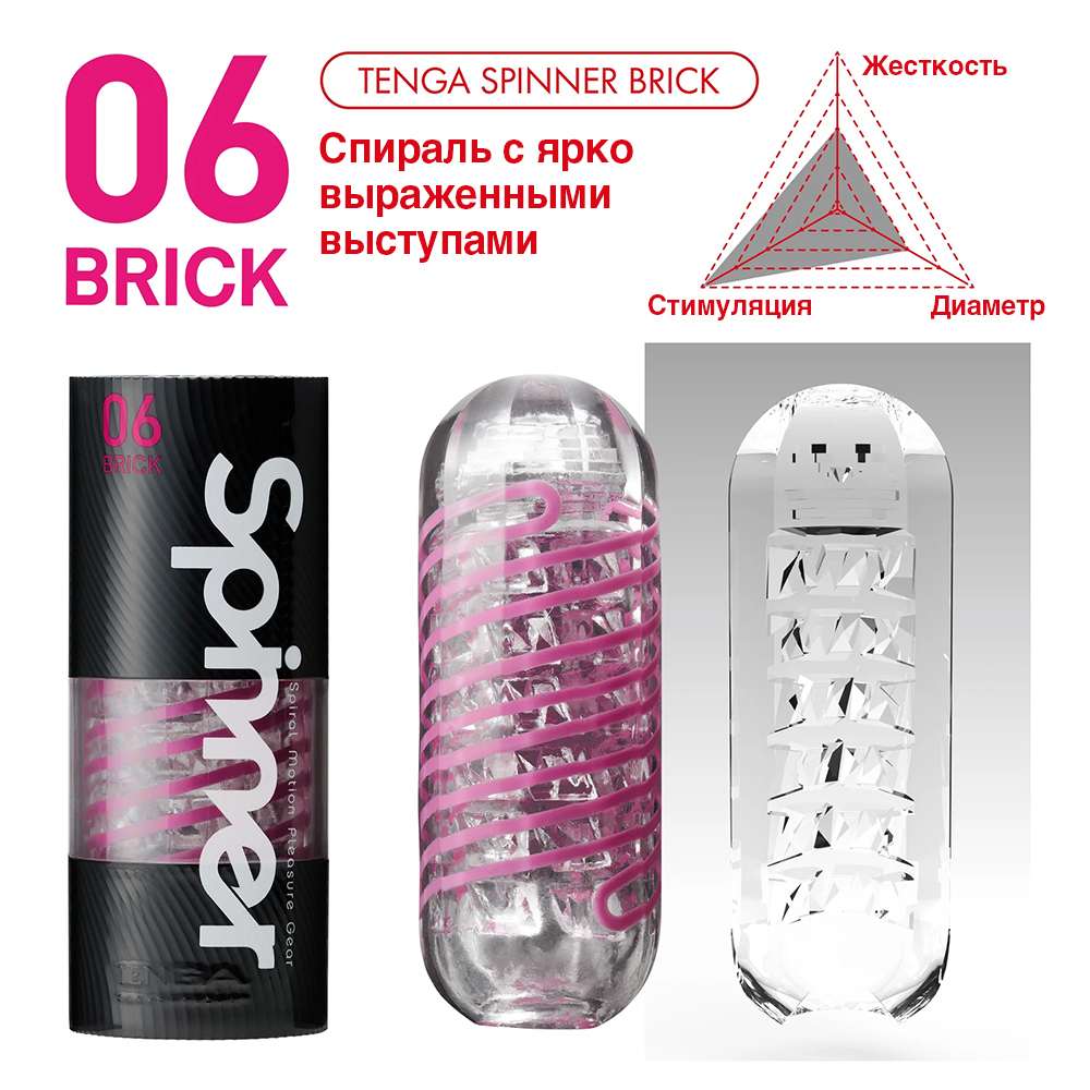 Мастурбатор Tenga Spinner 06 Brick, розовый