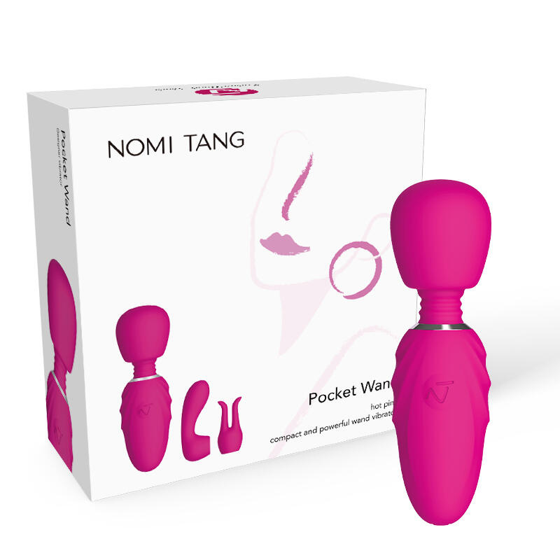Мини-вибромассажер Nomi Tang Pocket Wand с насадками, розовый