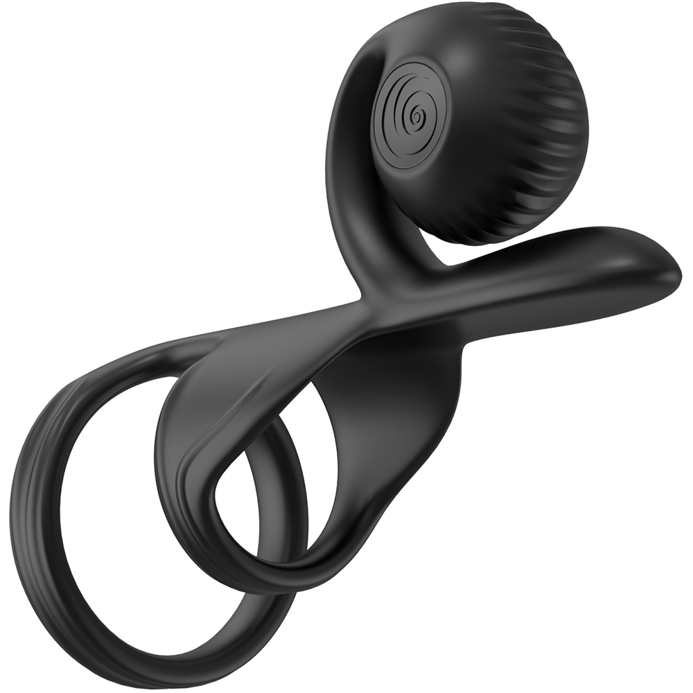 Виброкольцо с подхватом мошонки SVibe Snail Jovi с пультом ДУ, черное