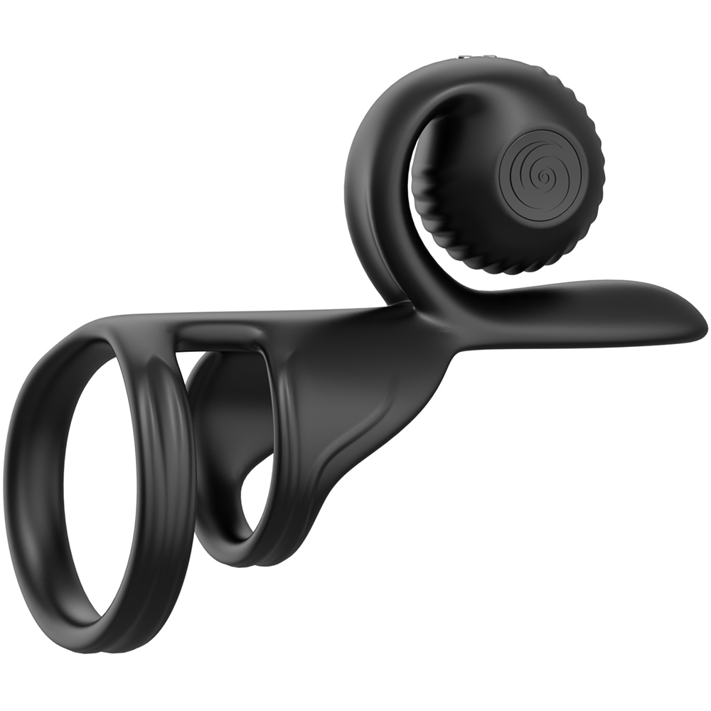 Виброкольцо с подхватом мошонки SVibe Snail Jovi с пультом ДУ, черное