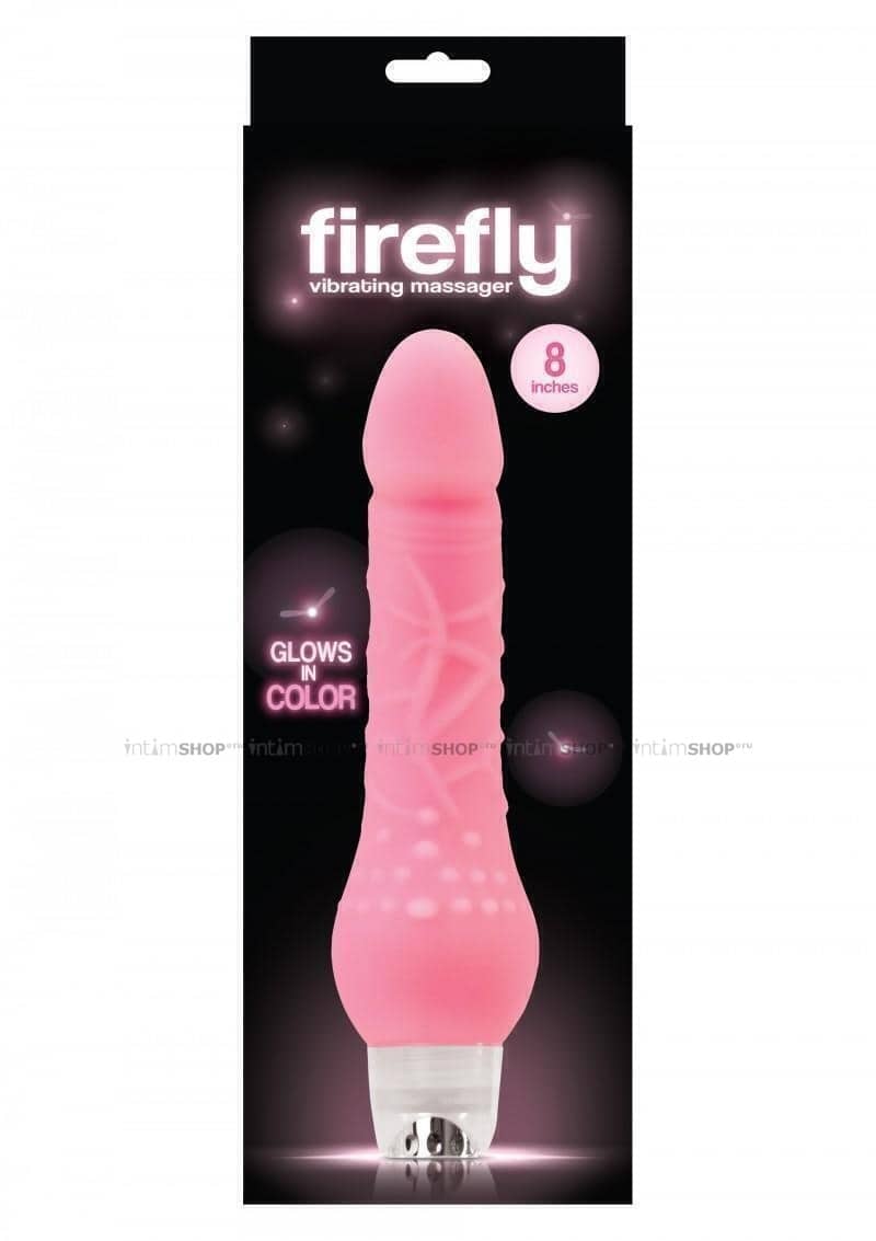 Вибратор NS Novelties FireFly 8", флуоресцентный, розовый