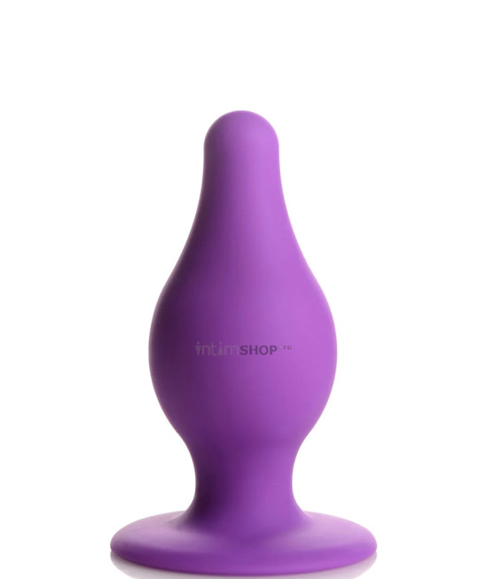 Мягкая анальная пробка XR Brands Squeeze-It Tapered Medium, фиолетовая