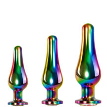 Набор анальных пробок Evolved Rainbow Metal с разноцветным кристаллом, разноцветные
