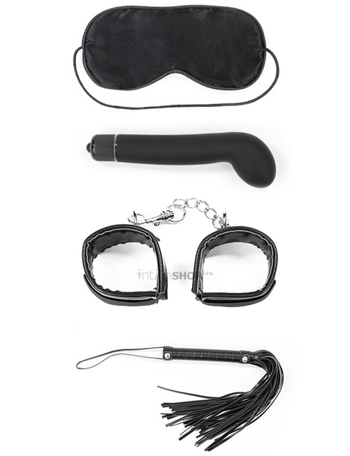 Набор БДСМ LoveToy Deluxe Bondage Kit с вибратором и наручниками 4 предмета черный
