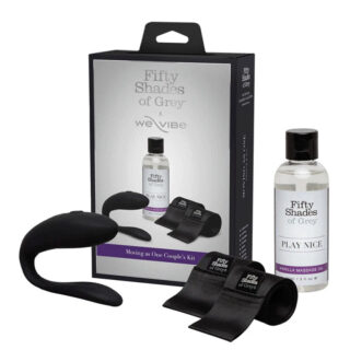 Набор Moving As One We-Vibe Sync Lite + массажное масло Fifty Shades of Grey Play Nice и повязки для фиксации, черный