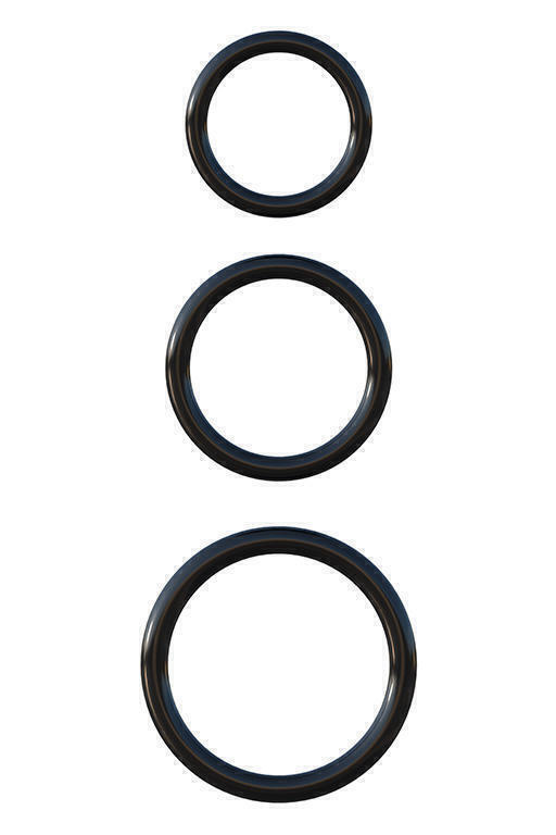 Набор из 3-х эрекционных колец Pipedream 3-Ring Stamina Set, черный