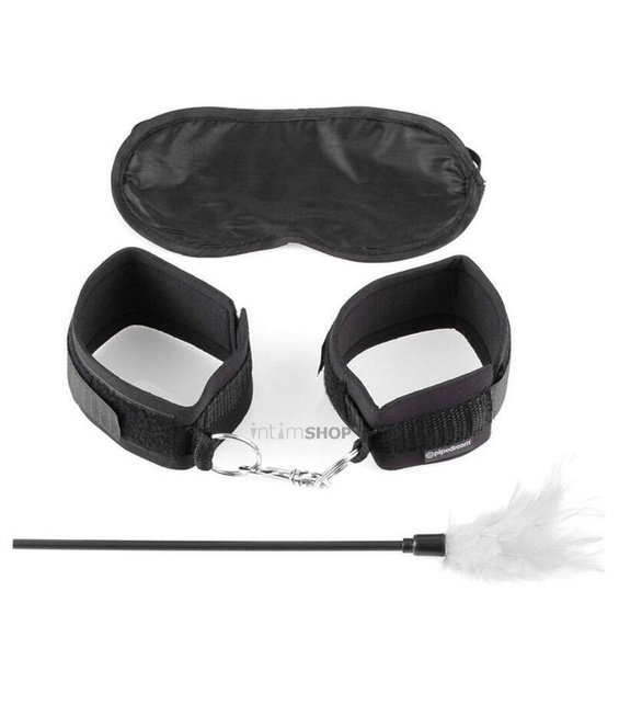 фото Набор Pipedream наручники + стек с пером + маска Fetish Fantasy Series, черный