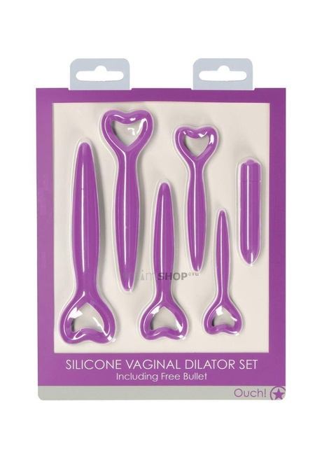 Набор вагинальных расширителей Shots Ouch! с вибропулей, фиолетовый от IntimShop
