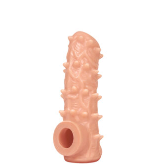 Насадка на член Kokos Nude Sleeve 006 L с подхватом мошонки и открытой головкой, телесная