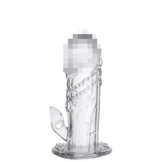 Насадка на член с рельефом и отростком для стимуляции клитора Toyfa, бесцветная