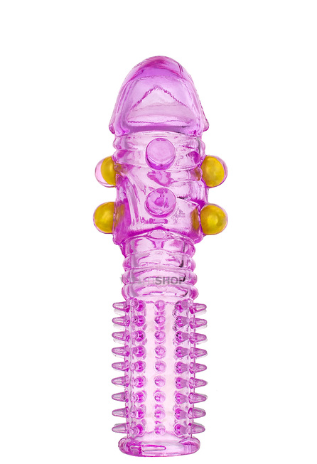Насадка на член с шариками и шипами Toyfa, фиолетовая