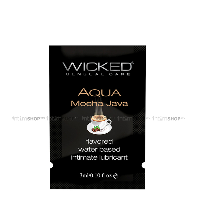 Оральный лубрикант Wicked Aqua Мокка Ява на водной основе, 3 мл