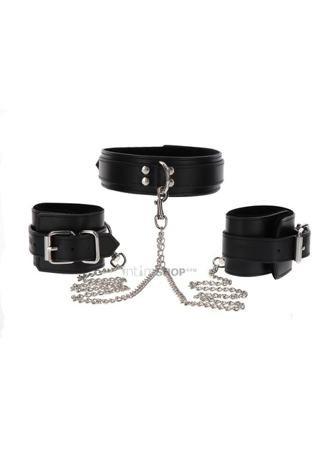 Ошейник с наручниками Taboom Luxury Bondage Essentials Heavy and Wrist, черный - фото 2
