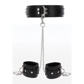 Ошейник с наручниками Taboom Luxury Bondage Essentials Heavy and Wrist, черный