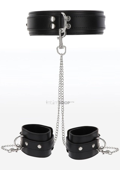 Ошейник с наручниками Taboom Luxury Bondage Essentials Heavy and Wrist, черный - фото 4