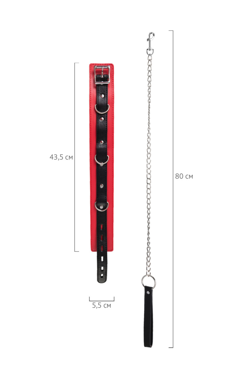 Ошейник с поводком Toyfa Theatre, красно-черный