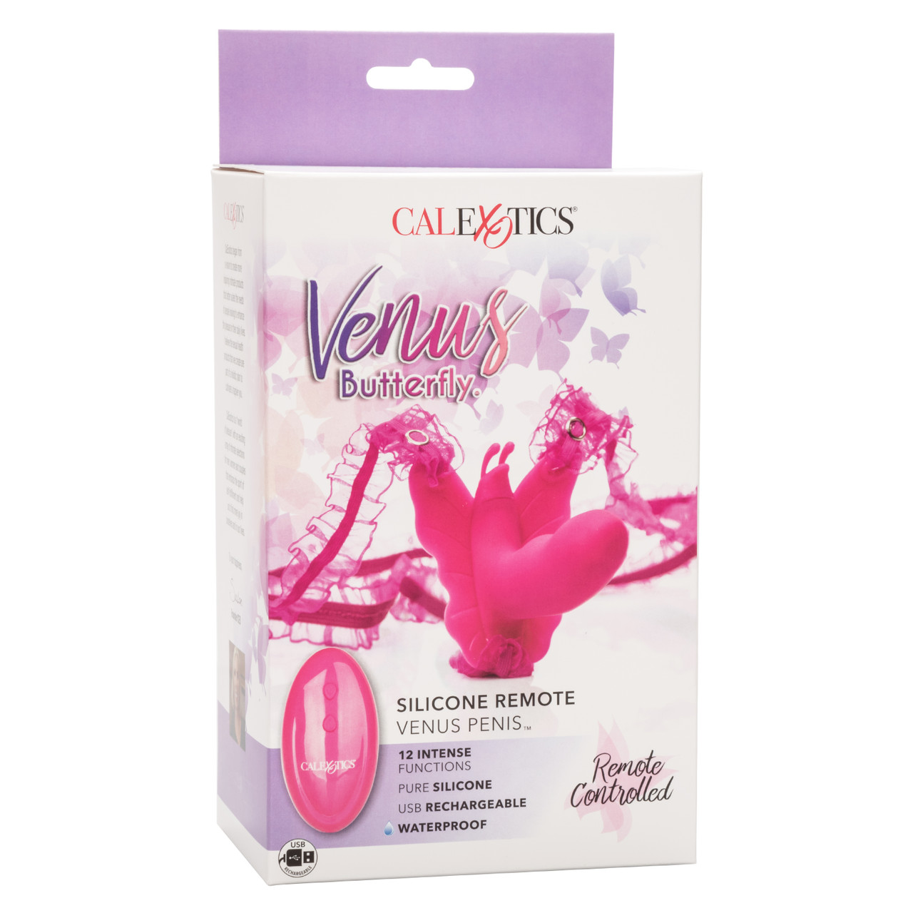 Вибротрусики с вагинальным отростком CalExotics Venus Butterfly Venus Penis с пультом ДУ, розовые