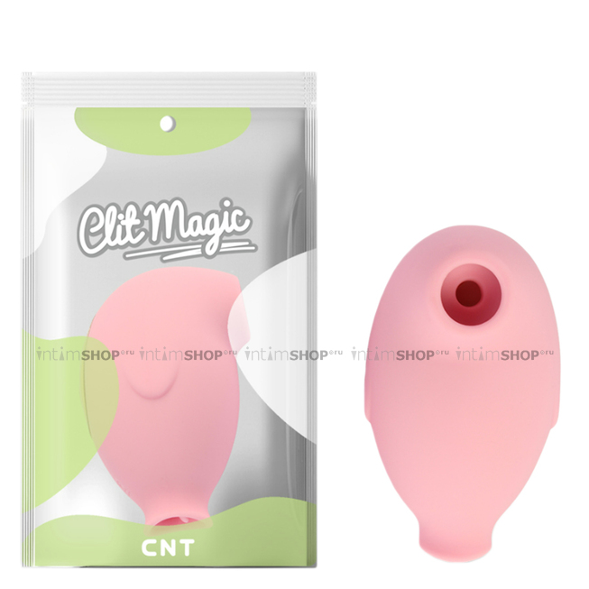 Вибратор с подвижным язычком и вакуумным стимулятором CNT Clit Magic Penguin, розовый - фото 2
