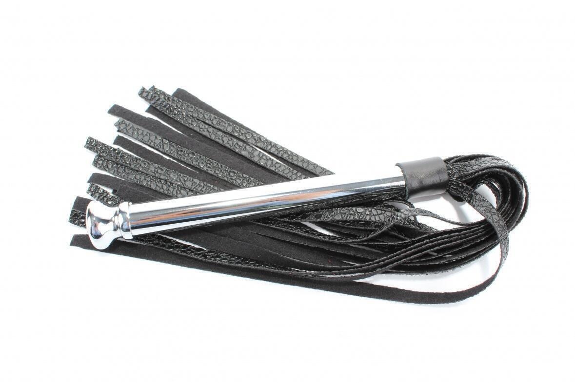 Плетка BDSM Арсенал с металлической ручкой, чёрный