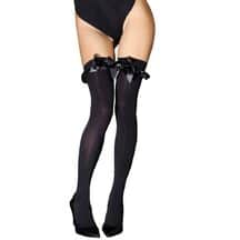 Плотные черные чулки с атласными бантами Le Frivole Sense, S/M