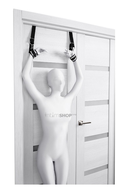 Подвесные наручники на дверь Anonymo by TOYFA, черные с серебристым