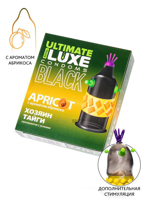 Презерватив стимулирующий Luxe Black Ultimate Хозяин Тайги Абрикос, 1 шт
