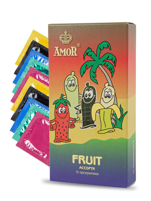 Презервативы Amor Яркая Линия Fruit, ассорти, 10 шт от IntimShop