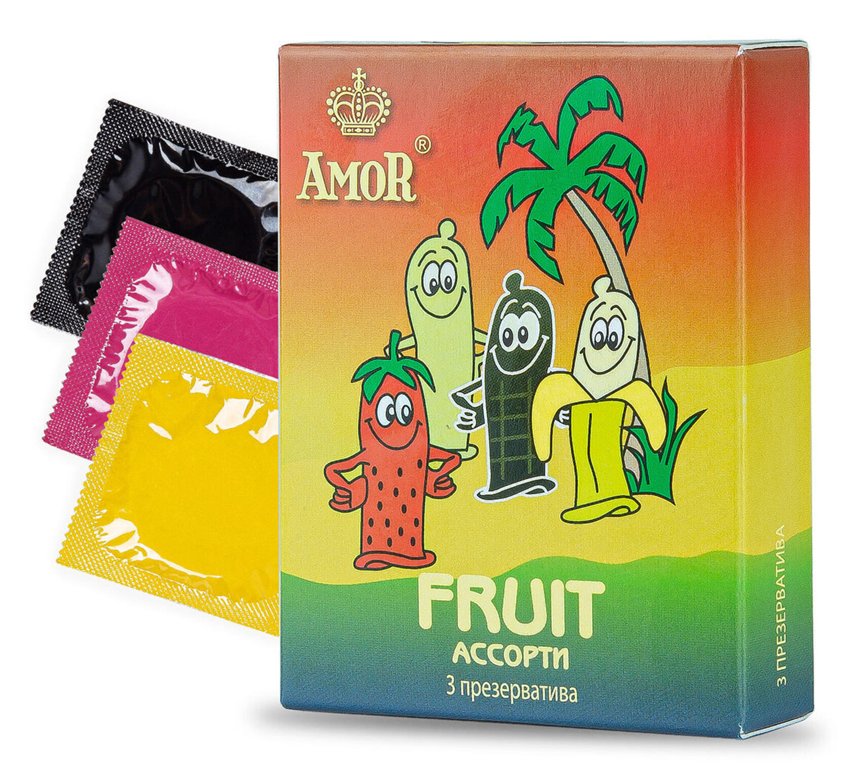 Презервативы Amor Яркая Линия Fruit, ассорти, 3 шт
