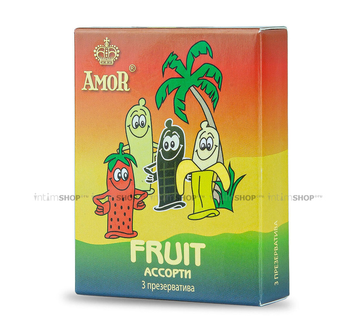 Презервативы Amor Яркая Линия Fruit, ассорти, 3 шт от IntimShop