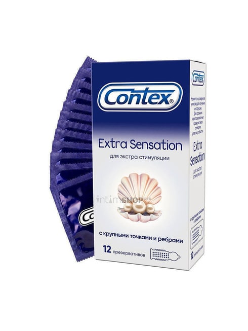 Презервативы Contex №12 Extra Sensation с крупными точками и ребрами