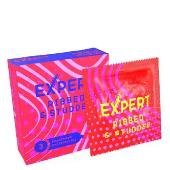 Презервативы точечно-ребристые Expert Ribbed&Studded, 3 шт