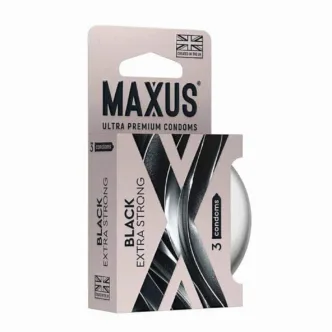Презервативы особо прочные Maxus Extra Strong, чёрные, 3 шт