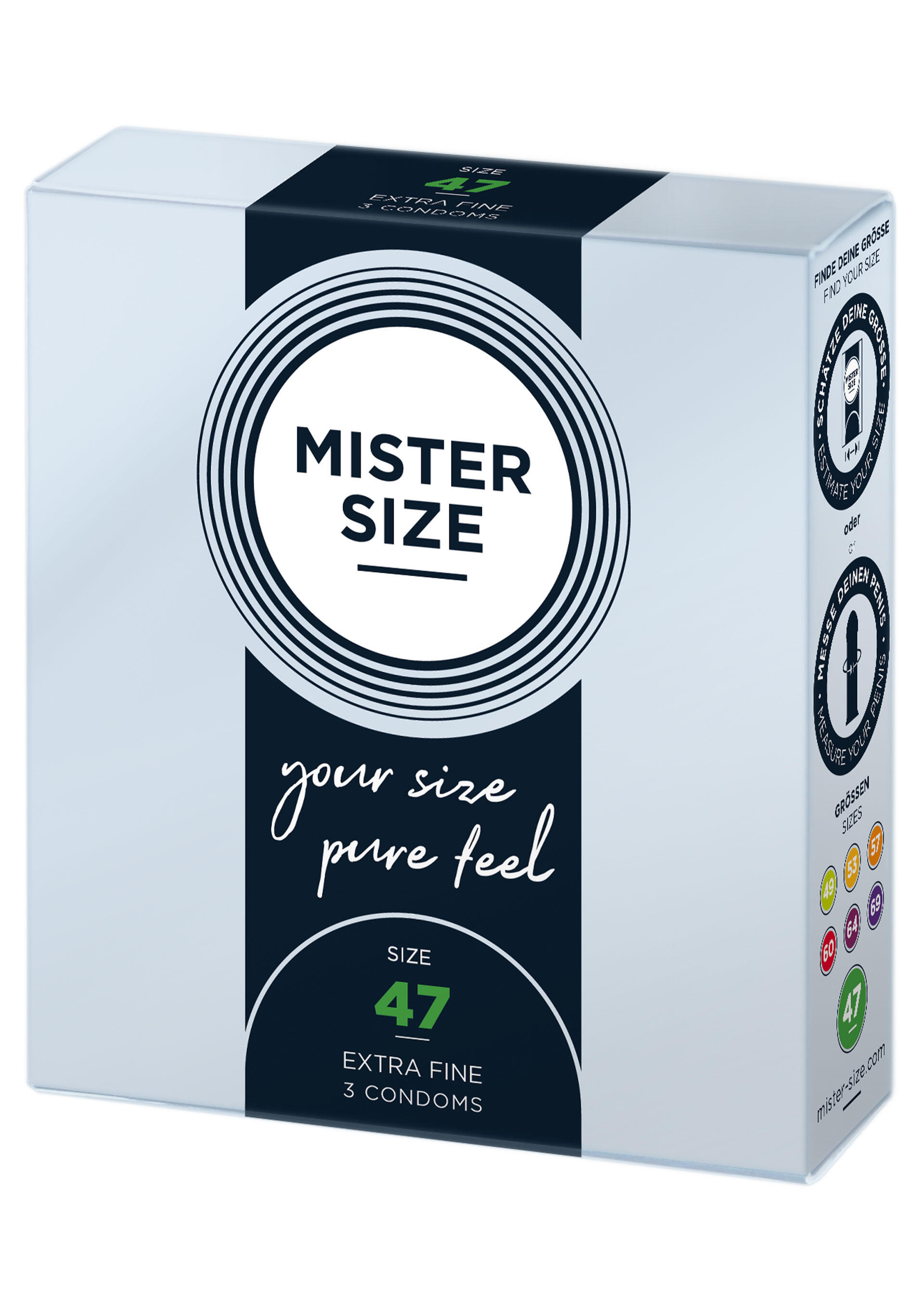 Презервативы ультратонкие Mister Size размер 47, 3 шт