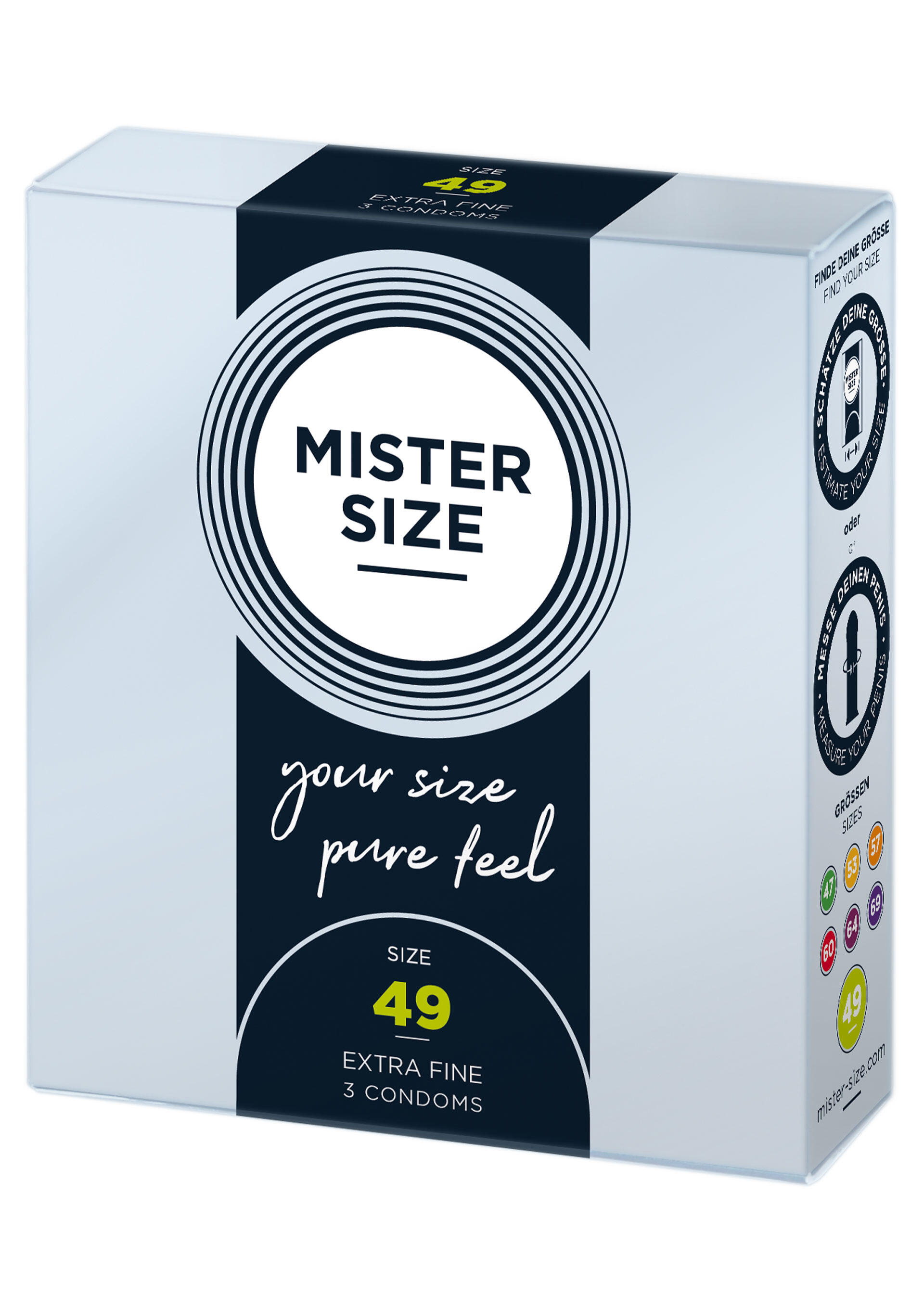 Презервативы ультратонкие Mister Size размер 49, 3 шт