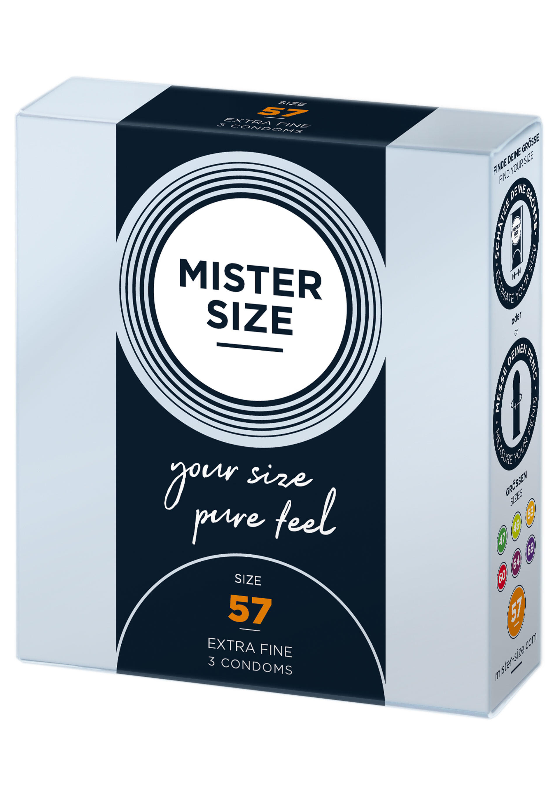 Презервативы ультратонкие Mister Size размер 57, 3 шт